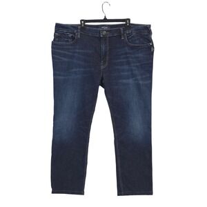 Silver Jeans‎ Mens 42x30 Grayson Straight Classic Fit Dark Wash Distressed